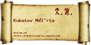 Kubatov Márta névjegykártya