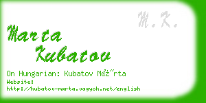 marta kubatov business card